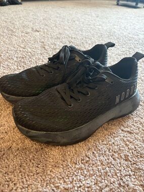 NOBULL Black Sneakers with camo sole, dr. Scholl’s insoles.